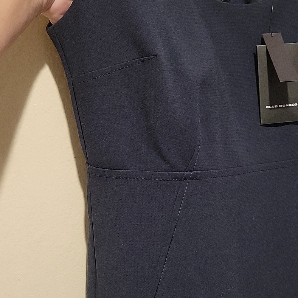 ❤️ NWT! CLUB MONACO BUTTON BACK VENT NAVY BLUE SHEATH DRESS, 2 - Picture 10 of 14
